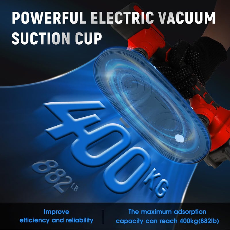Antstone Tile Vibration Tool 250mm Suction Cup 882lbs/400kg Adsorption Handheld Tile Installation Leveling Machine Tile Vibrator Tool for Tiling Leveling Laying Max.28000r/Min 9 Speeds (Red) - Image 3